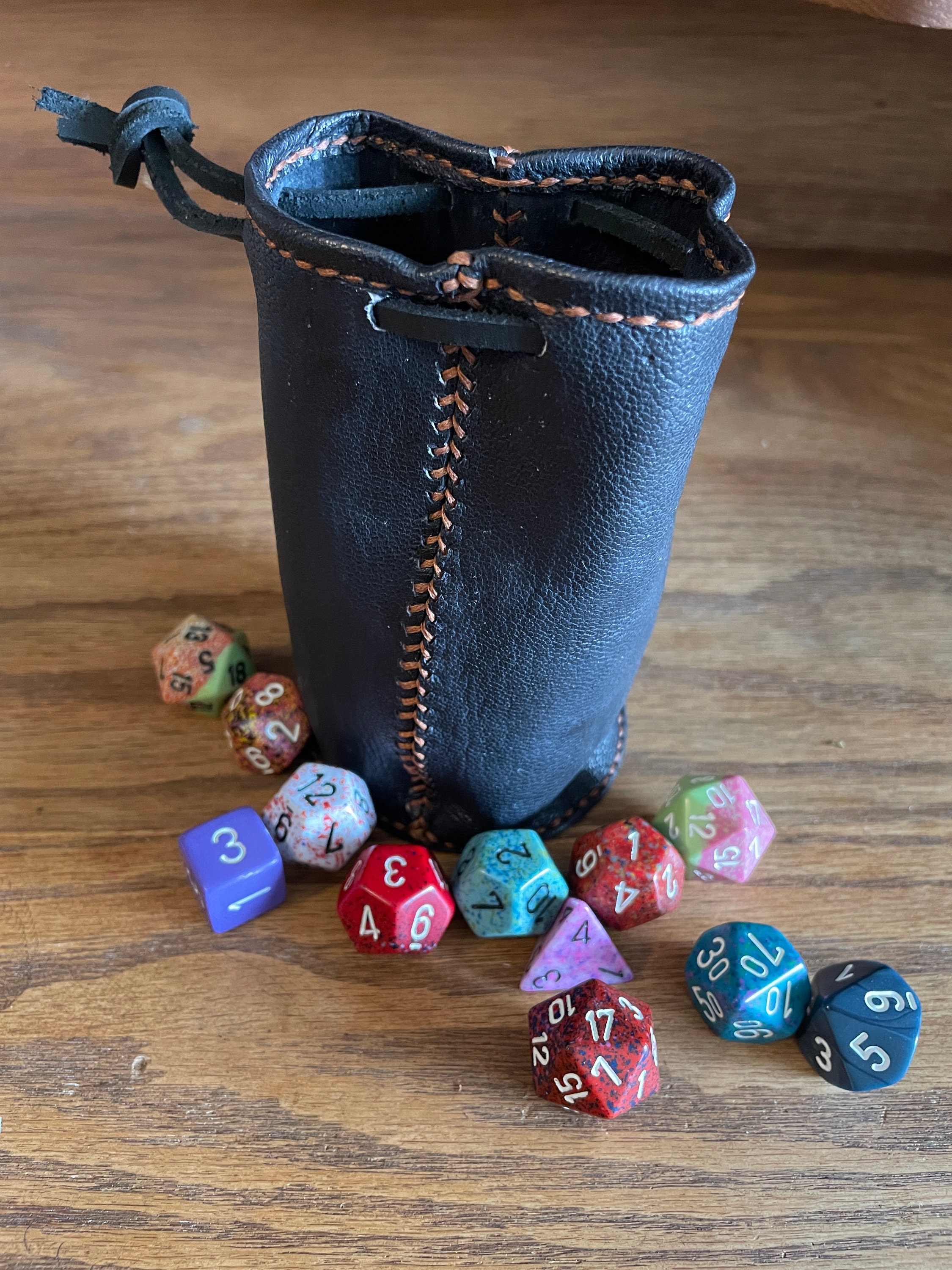 Leather dice bag Coin bag Leather Pouch Black Goat Vegtan Etsy