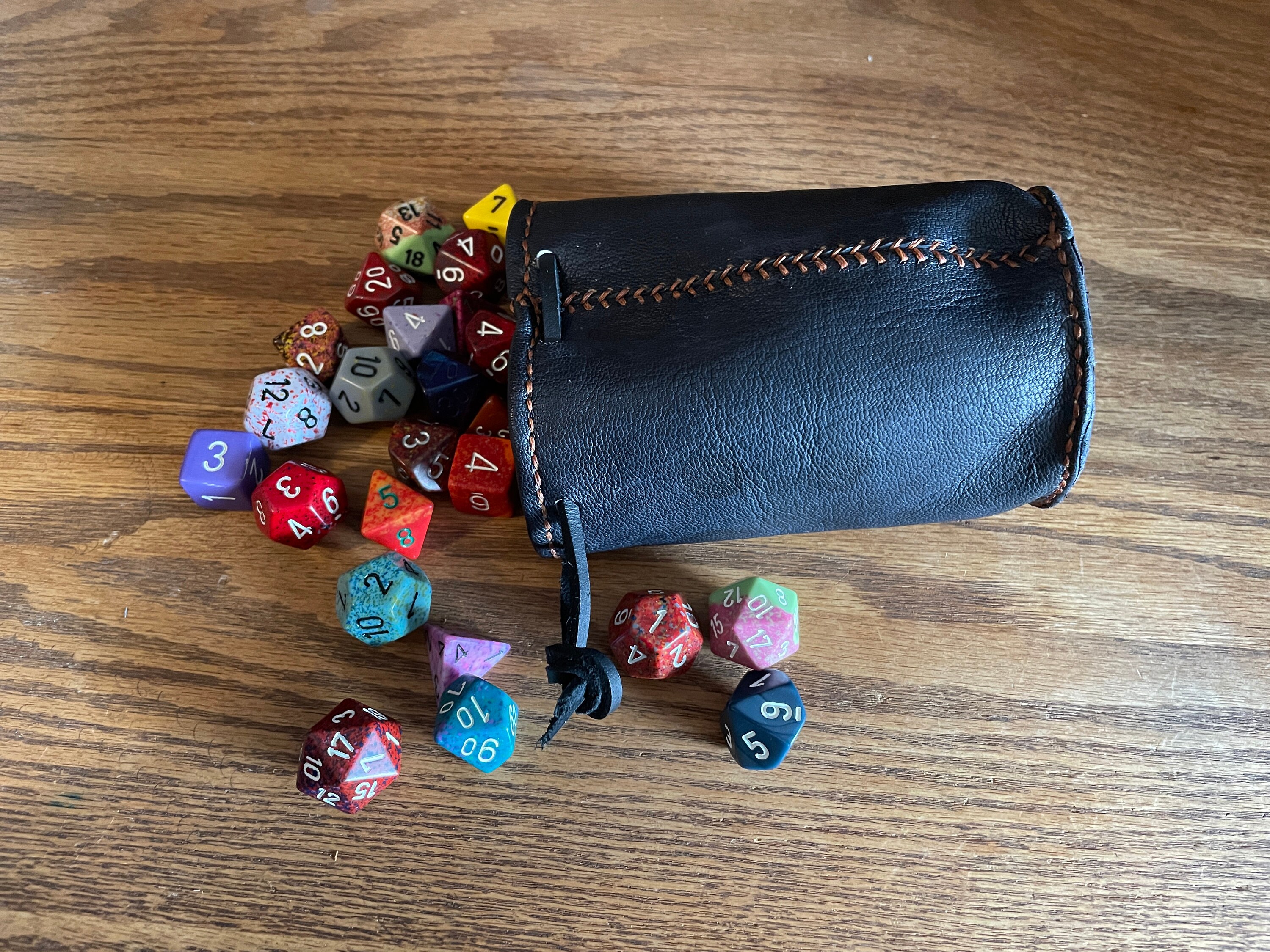 Leather dice bag Coin bag Leather Pouch Black Goat Vegtan Etsy