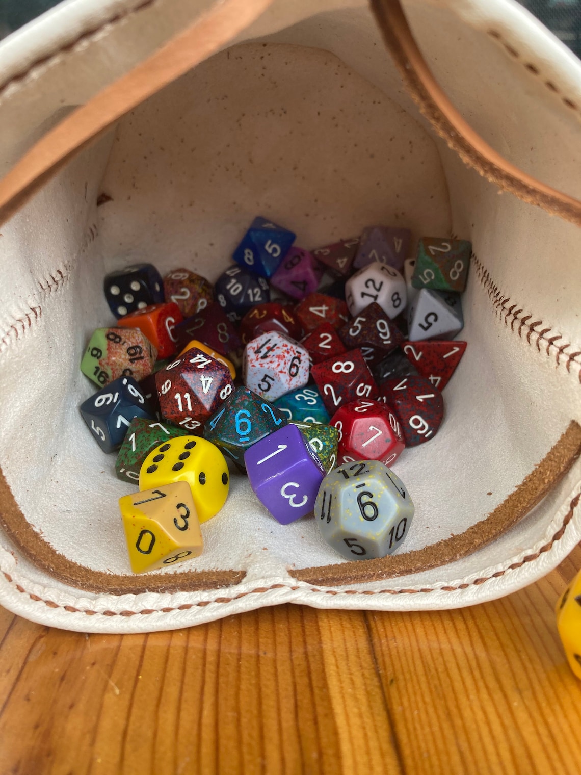 Large Leather dice bag Coin bag Leather Pouch Natural Goat Etsy