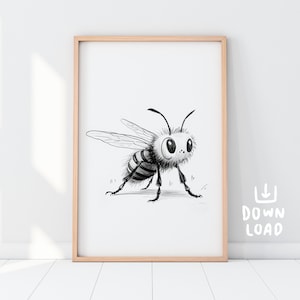 Póster Abeja A1/A2/A3/A4 - Póster infantil Póster infantil Decoración de regalo para bebés DESCARGA DIGITAL