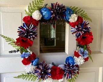 Festive red white & blue wreath