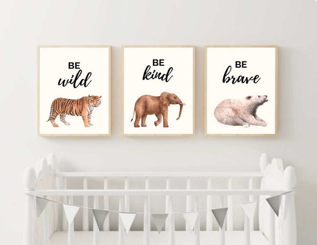 Zoo Animal Wall Art Trio, Nursery Wall Art, Animal Nursery Wall Art