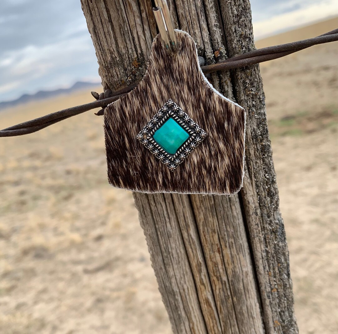 Cowhide Keychain Etsy