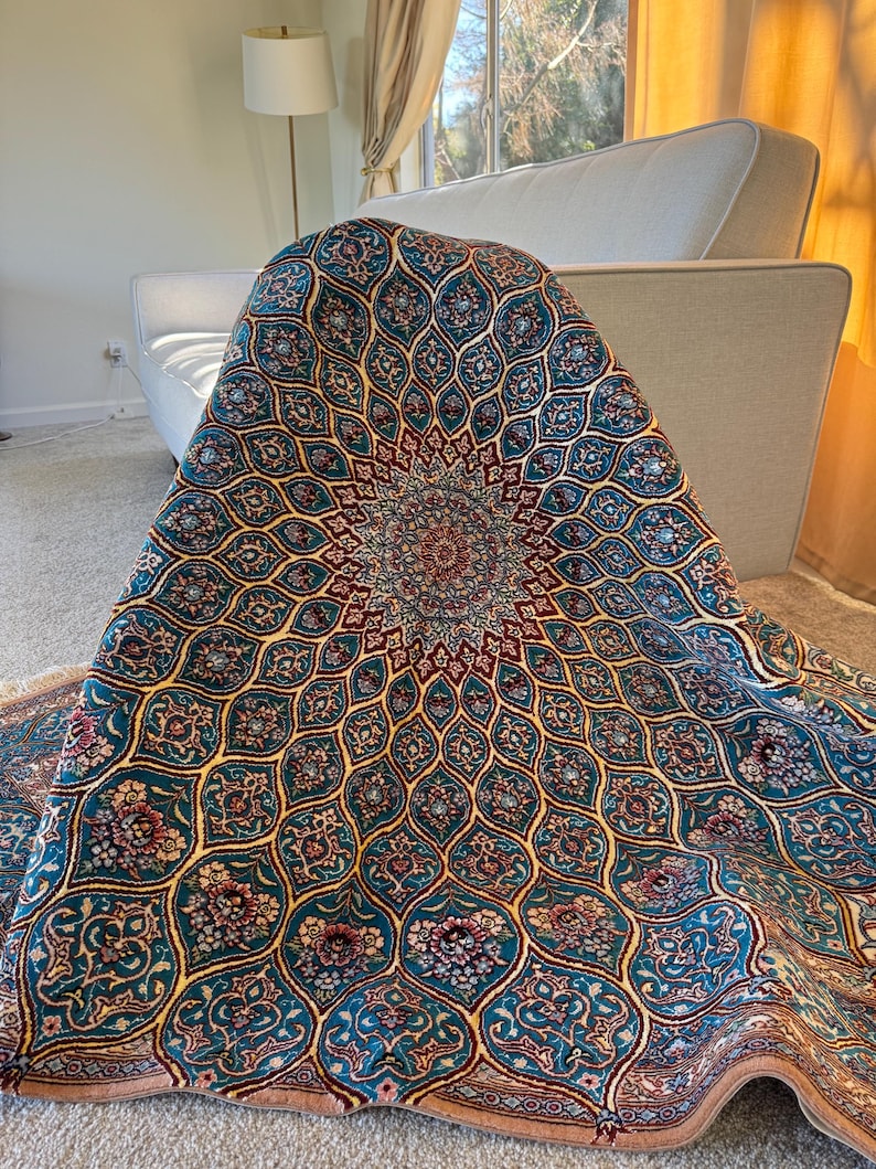 Dome Rug Silk Rug With Design of Gonbad (dome) Motifs, Hand Knotted in US! 6 X 4 ...