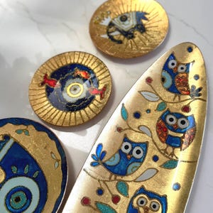 Painted glass Plate 4 pieces / 4-PC plate / enamel glass plate / decorative plate / 4-PC