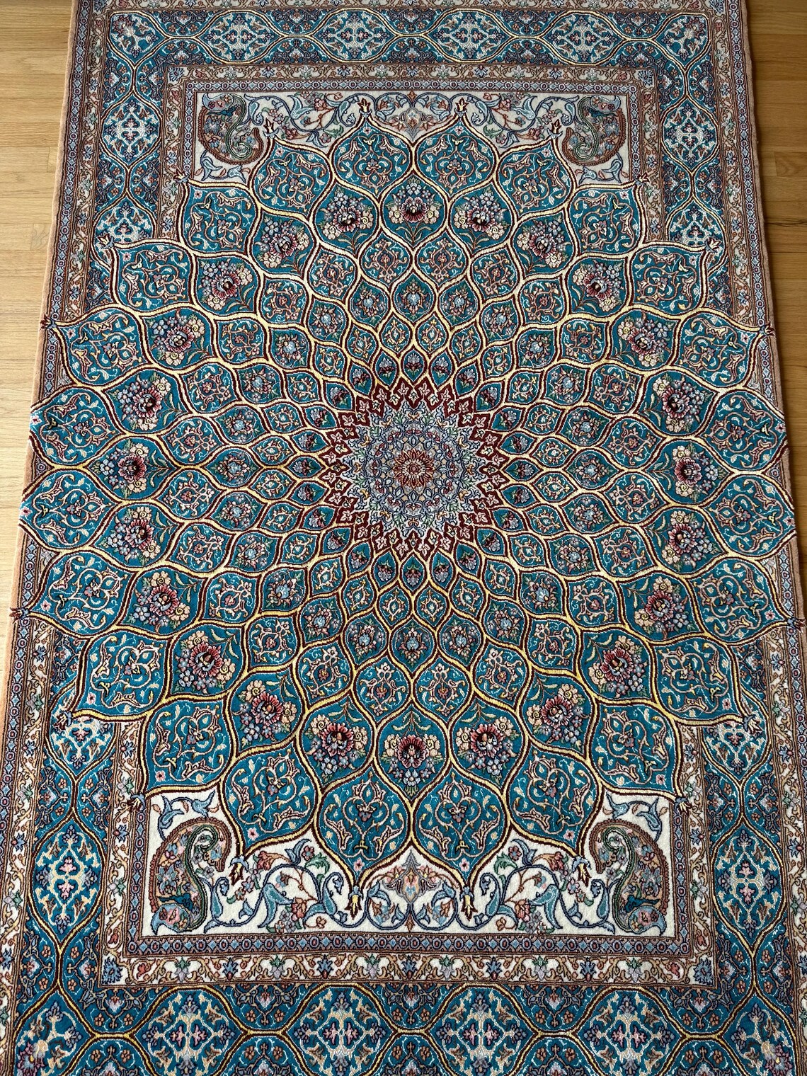 Dome Rug Silk Rug With Design of Gonbad (dome) Motifs, Hand Knotted in US! 6 X 4 ...