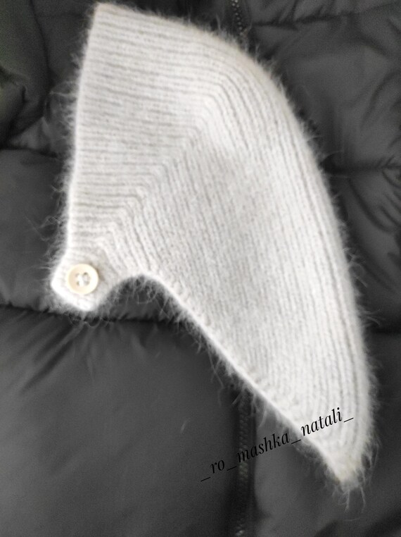 Headscarf. Woolen Scarf Knitted With Knitting Needles