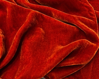 100% MULBERRY SILK VELVET fabric by the yard – Orang silk - Silk Velvet for Dress, Skirt, High End Garment – Gift for her - Silk for sewing