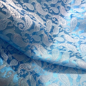 Blue silk - MULBERRY SILK fabric by the yard - Pattern silk fabric - Handmade fabric - Gift for her - Silk apparel fabric - Silk for sewing