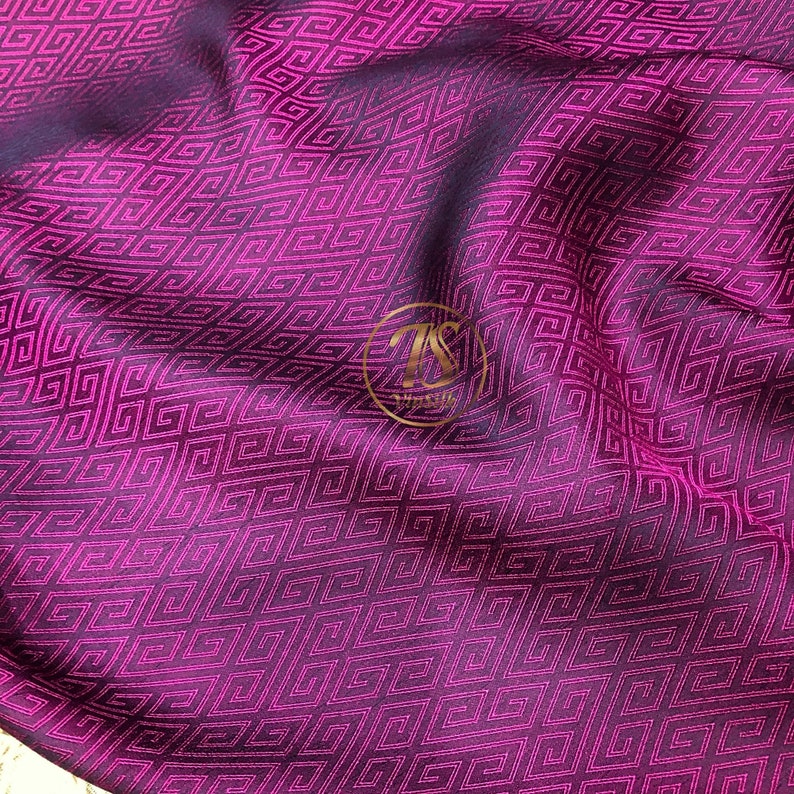 PURE MULBERRY SILK fabric by the yard Pink and black silk Handmade silk Organic fiber Dress making Gift for her Silk for sewing image 4