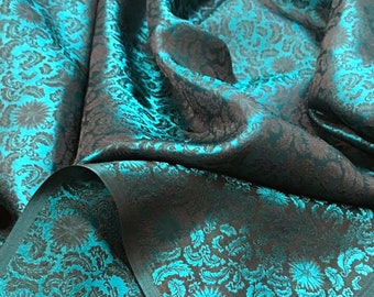PURE MULBERRY SILK fabric by the yard - Black floral pattern fabric - Handmade silk - Silk apparel fabric - Gift for her - Silk for sewing