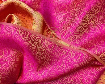PURE MULBERRY SILK fabric by the yard - Rose pattern silk - Handmade fabric - Organic fiber - Fabric silk - Dress making - Silk for sewing