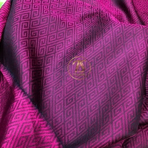 PURE MULBERRY SILK fabric by the yard Pink and black silk Handmade silk Organic fiber Dress making Gift for her Silk for sewing image 7