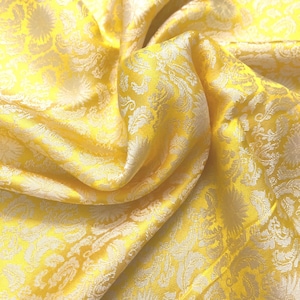 PURE MULBERRY SILK fabric by the yard - Sunflower pattern silk - Handmade silk fabric - Organic fiber - Gift for her - Silk apparel fabric