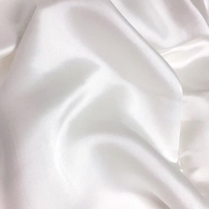 SATIN MULBERRY SILK fabric by the yard White silk Handmade fabric Organic fiber Dressmaking Silk apparel fabric Sewing clothes zdjęcie 2