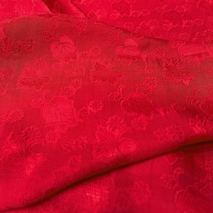 MULBERRY SILK fabric by the yard - Red pattern silk fabric - Handmade silk - Organic fiber - Gift for women - Silk apparel fabric - Red silk