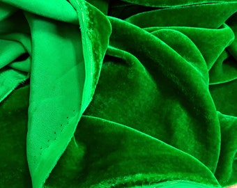 100% PURE MULBERRY SILK velvet fabric by the yard – Green silk velvet - Luxury Velvet for Dress, Skirt, High End Garment – Gift for women