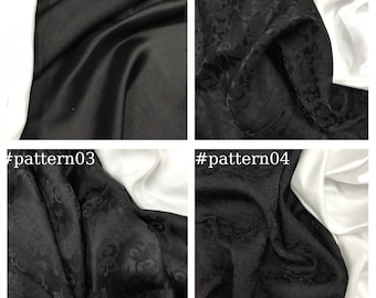 PURE MULBERRY SILK fabric by the yard - Black silk fabric - Handmade fabric - Organic fiber - Vintage textile - Dress making