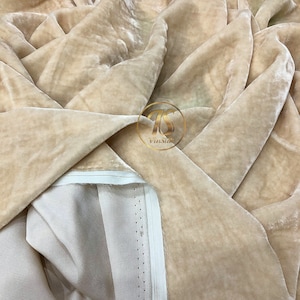 100% MULBERRY SILK VELVET fabric by the yard – Beige Silk Velvet for Dress, Skirt, High End Garment – Gift for women – Silk for sewing