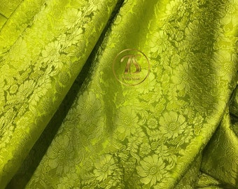 PURE MULBERRY SILK fabric by the yard - Chrysanthemum pattern - Handmade fabric - Vintage textile - Dress making - Silk for sewing