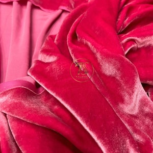 100% MULBERRY SILK VELVET fabric by the yard - Pink Silk Velvet for Dress, Skirt, High-End Garment - Gift for her - Silk apparel fabric