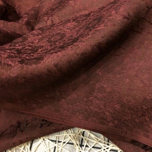 PURE MULBERRY SILK fabric by the yard - Chrysanthemum Pattern - Handmade silk - Vintage textile - Dress making - Brown silk - Gift for her