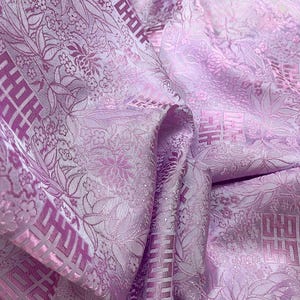 PURE MULBERRY SILK fabric by the yard - Floral pattern silk - Handmade silk - Clothing fabric - Silk for sewing - Pink silk - Gift for her