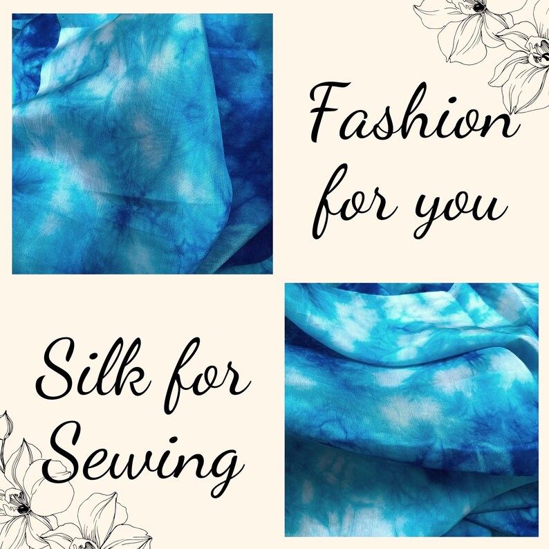 100 Mulberry Silk Habotai Fabric by the Yard Blue Silk Etsy