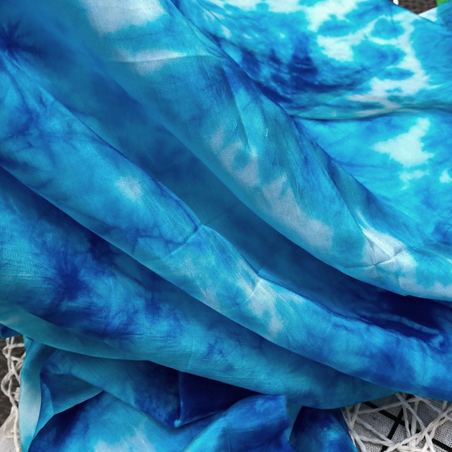 100 Mulberry Silk Habotai Fabric by the Yard Blue Silk Habutai 10mm