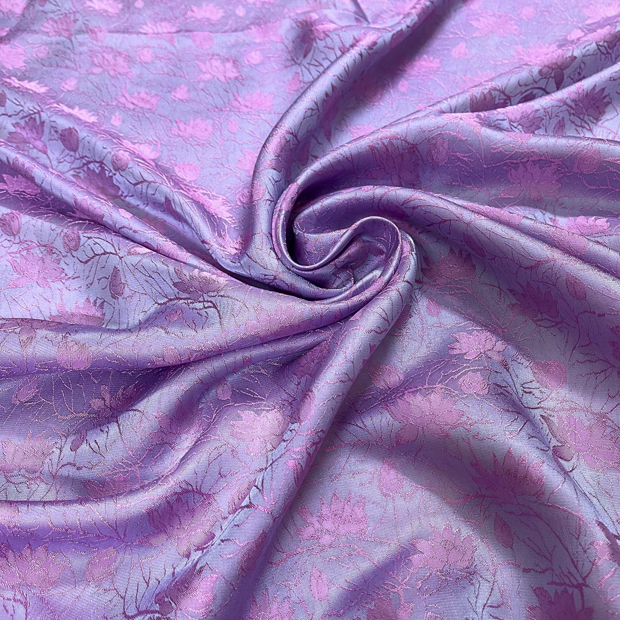 PURE MULBERRY SILK fabric by the yard - Flowers pattern silk fabric - Organic fiber - Sewing clothes - Silk apparel fabric - Gift for women