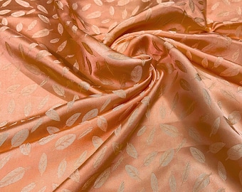 MULBERRY SILK fabric by the yard - Orange pattern silk - Handmade silk - Fabric silk - Dressmaking - Silk apparel fabric - Gift for her