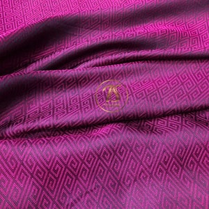 PURE MULBERRY SILK fabric by the yard Pink and black silk Handmade silk Organic fiber Dress making Gift for her Silk for sewing image 1