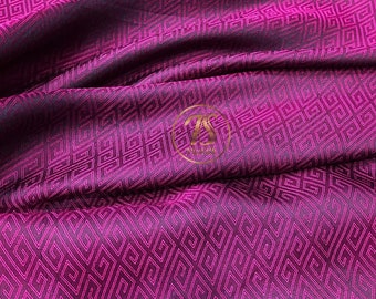 PURE MULBERRY SILK fabric by the yard - Pink and black silk - Handmade silk - Organic fiber - Dress making - Gift for her - Silk for sewing