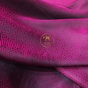 PURE MULBERRY SILK fabric by the yard Pink and black silk Handmade silk Organic fiber Dress making Gift for her Silk for sewing image 3