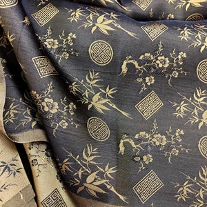 PURE MULBERRY SILK fabric by the yard - Floral silk - Handmade silk - Organic fiber - Vintage textile - Gift for women - Silk apparel fabric