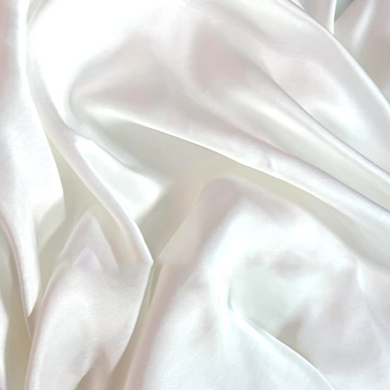 SATIN MULBERRY SILK fabric by the yard White silk Handmade fabric Organic fiber Dressmaking Silk apparel fabric Sewing clothes zdjęcie 5