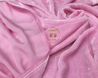 100% MULBERRY SILK VELVET fabric by the yard – Light Pink silk velvet for Dress, Skirt, High End Garment – Gift for her - Velvet for clothes