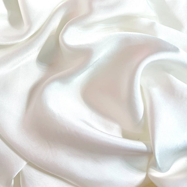 PURE MULBERRY SILK fabric by the yard - White silk fabric - Handmade fabric - Organic fiber - Vintage textile - Dress making