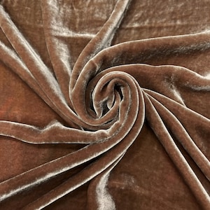 100% MULBERRY SILK VELVET fabric by the yard - Brown silk velvet for dress, skirt, high-end garment – Gift for women - Silk for sewing