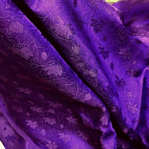 FLORAL MULBERRY SILK Fabric by the Yard Purple Silk With - Etsy