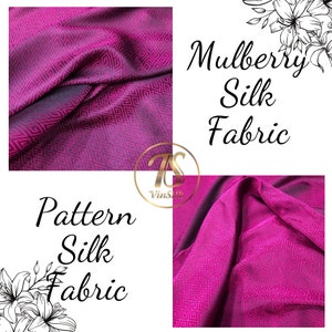 PURE MULBERRY SILK fabric by the yard Pink and black silk Handmade silk Organic fiber Dress making Gift for her Silk for sewing image 5