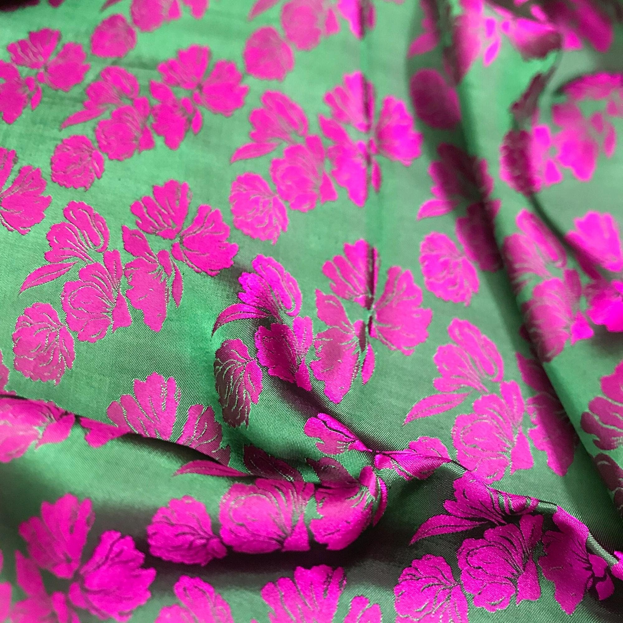 MULBERRY SILK Fabric by the Yard Green Silk With Purple Etsy