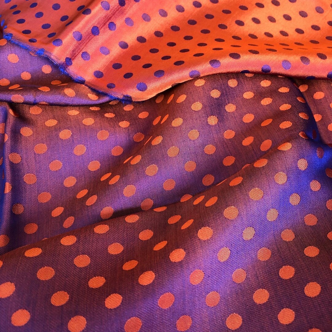 Polka Dot Silk PURE MULBERRY SILK Fabric by the Yard Handmade Silk