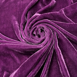 100% MULBERRY SILK VELVET fabric by the yard - Purple Silk Velvet for Dress, Skirt, High End Garment – Gift for women - Silk for sewing