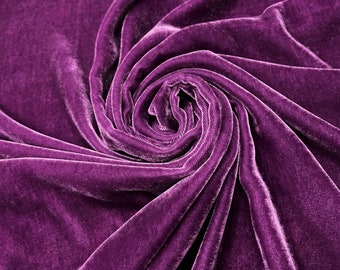 100% MULBERRY SILK VELVET fabric by the yard - Purple Silk Velvet for Dress, Skirt, High End Garment – Gift for women - Silk for sewing