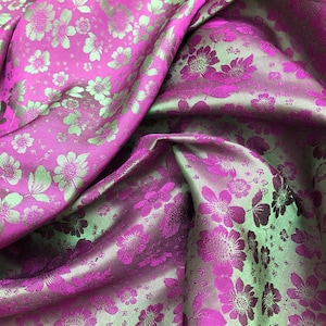 PURE MULBERRY SILK fabric by the yard - Floral silk - Organic fiber - Vintage textile - Dress making - Gift for women - Silk apparel fabric