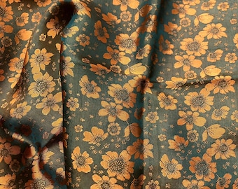 FLORAL MULBERRY SILK fabric by the yard - Flowers pattern silk - Organic fiber - Vintage textile - Silk apparel fabric - Gift for women