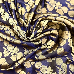 PURE MULBERRY SILK fabric by the yard - Flower pattern - Organic fabric - Handmade in Vietnam - Luxury fabric - Gift for women - Dressmaking