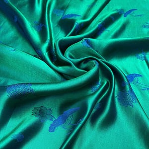 PURE MULBERRY SILK fabric by the yard - Green floral silk fabric - Handmade silk - Dress making - Silk apparel fabric - Gift for women