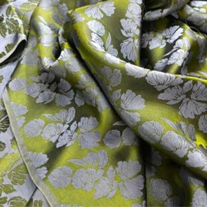 PURE MULBERRY SILK fabric by the yard - Floral silk - Handmade fabric - Organic fiber - Dress making - Gift for women - Silk apparel fabric